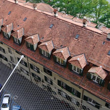 Bern Altstadtdächer,Badgasse  von der Münsterplattform aus.