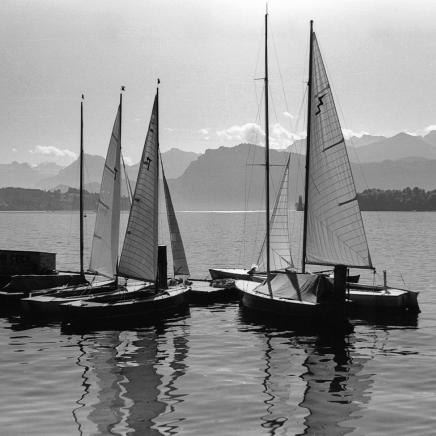 Segelboote vor Anker/Vierwaldstätter See, Luzern